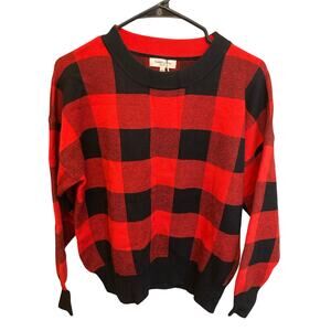Sweet Lovely Boutique Buffalo Plaid Cozy Long Sleeve Sweater Size M/L NWT